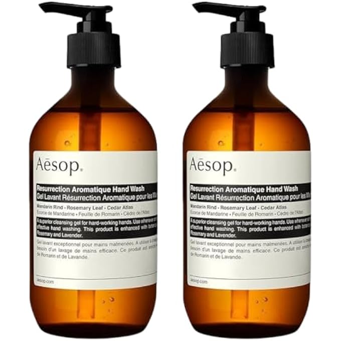 Aesop غسول يدين عطرية للبعث | منظف لطيف بزيوت البرتقال وإكليل الجبل والخزامى | 16.9 أونصة، عبوة من 2 - Image 1